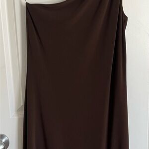 Laundry By Shelli Segal One Shoulder Brown Dress